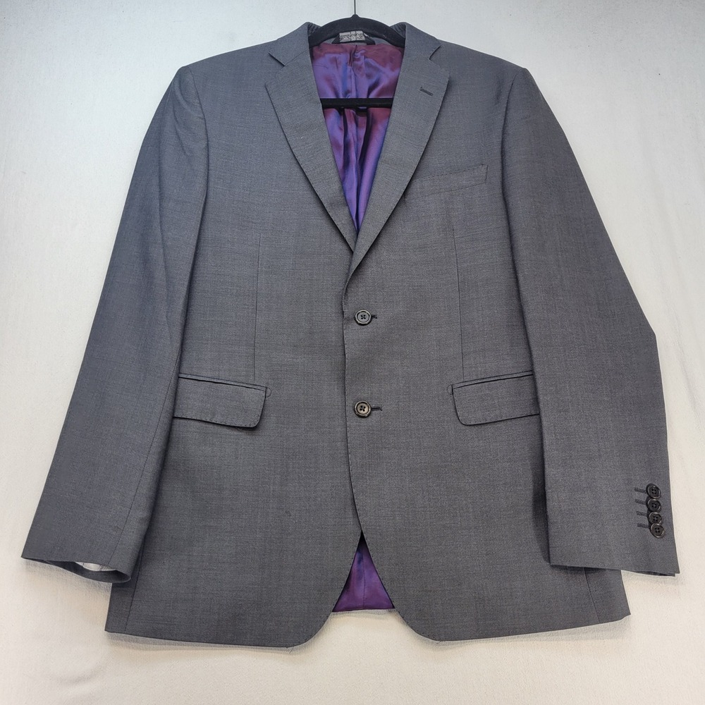 Saks Fifth Avenue Zegna Blazer Mens 40R Gray Wool Trim Fit Sport Coat Italy
